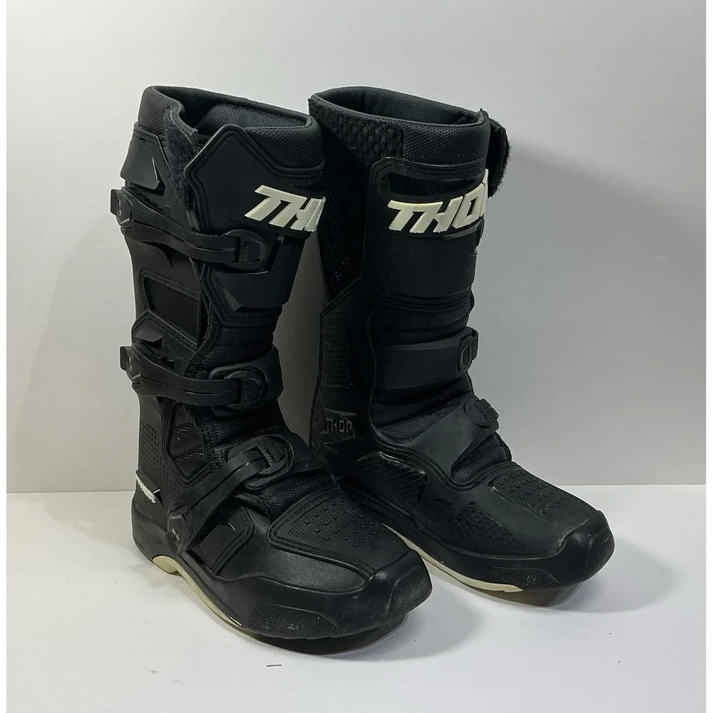 Thor Blitz XR Youth Size 4 Boots Black MX Motocross Off-Road Dirt Bike ATV